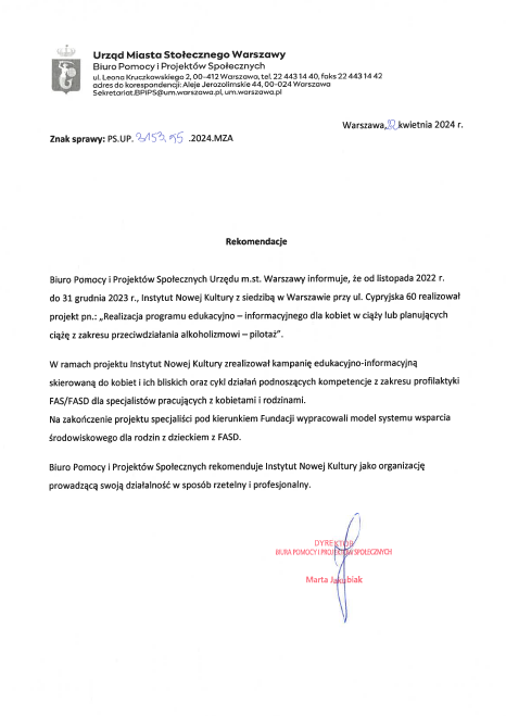 Warszawa — rekomendacja FASD